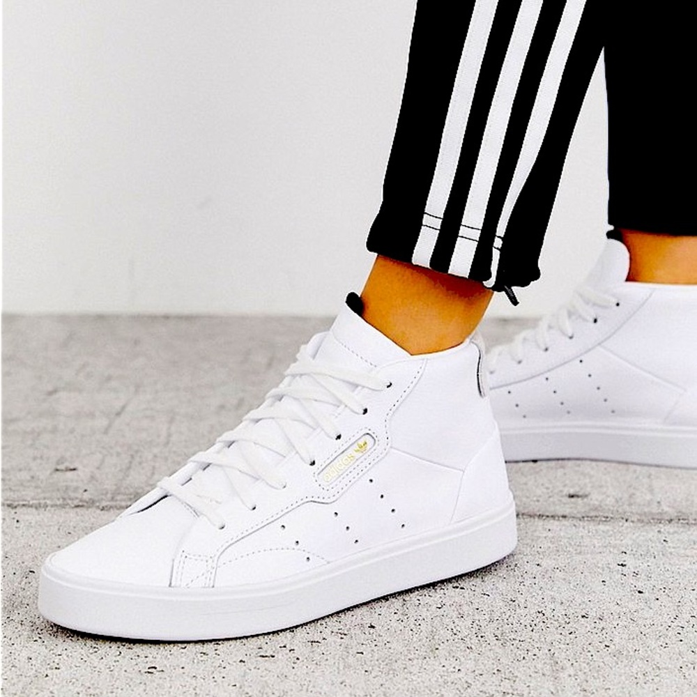 Adidas Sleek Mid white leather hi top sneakers
